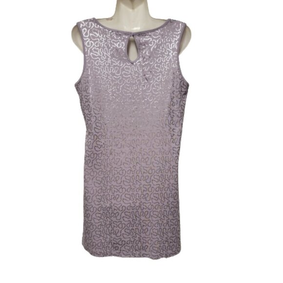 Silver Grey Sleeveless Sequin Shift Dress Size L - Picture 2 of 6
